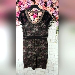 Vintage free people dress with rhinestones, camo, and lace